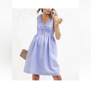 Banana Republic Ruffle Neck Chambray Dress Size 0P